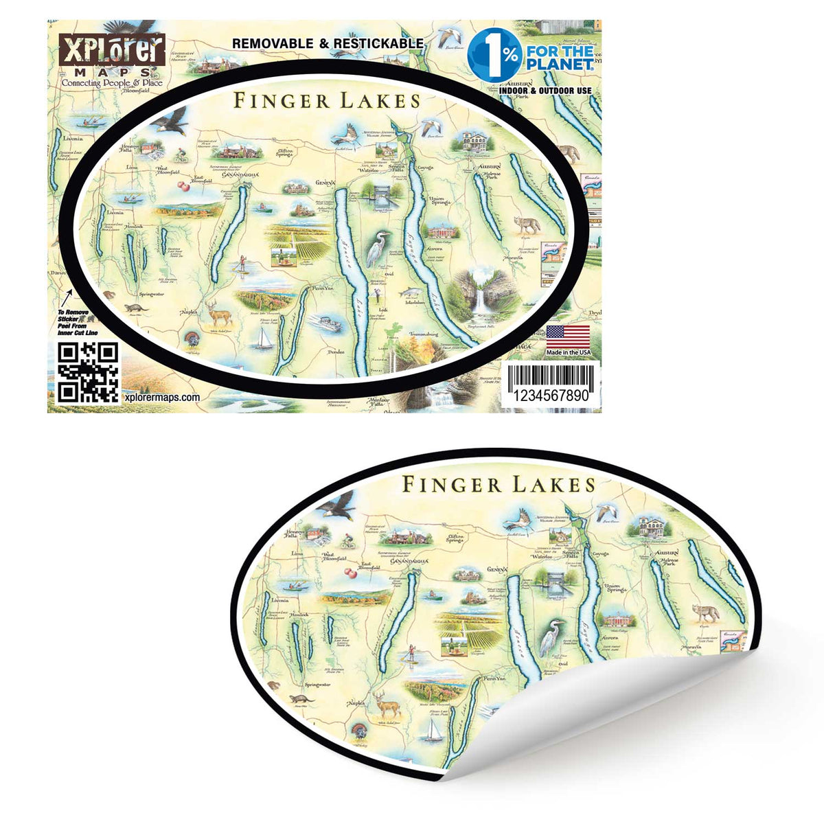 Finger Lakes, New York Map Stickers