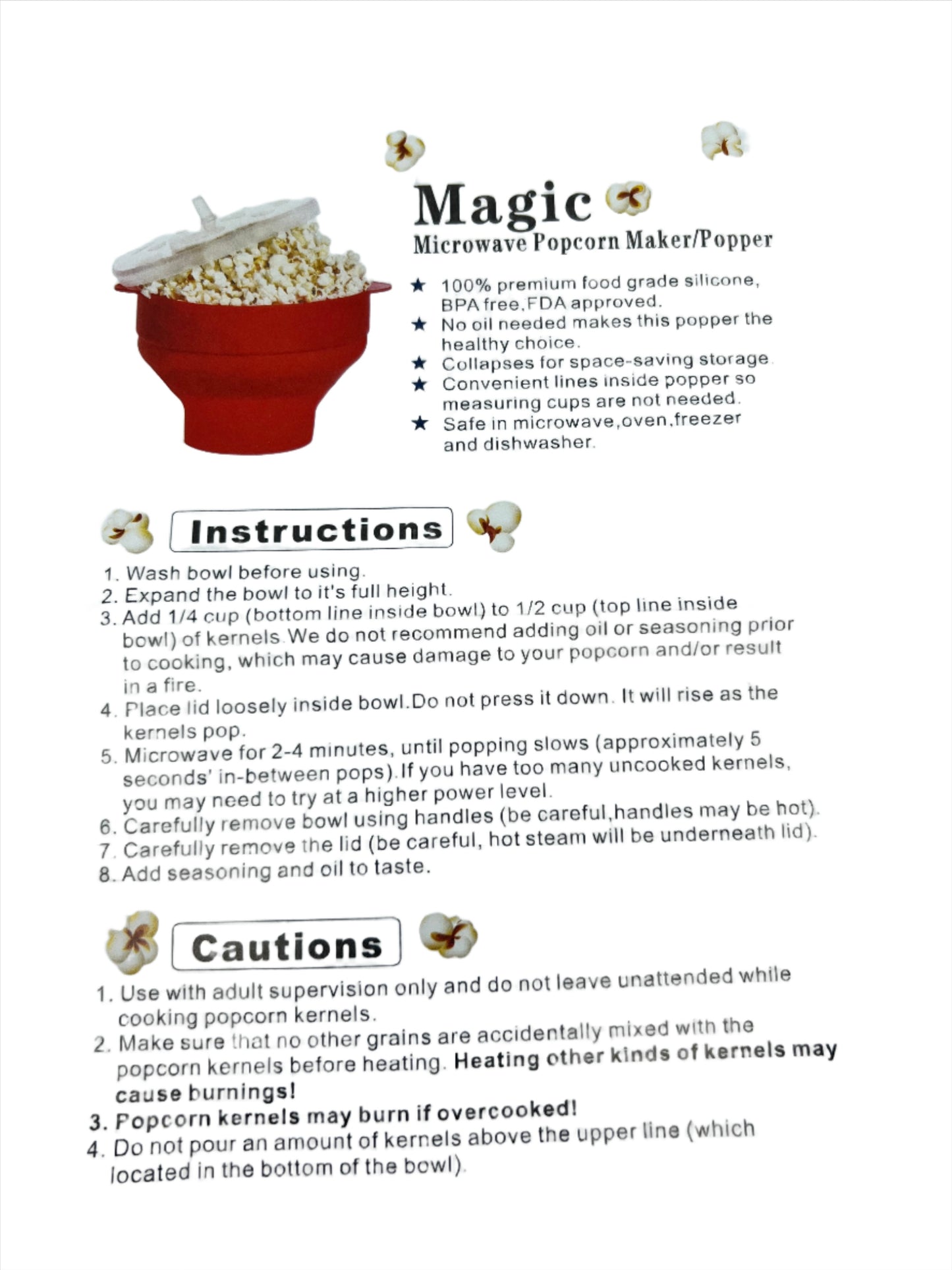 Pop Corning Silicone Microwave Popcorn Popper