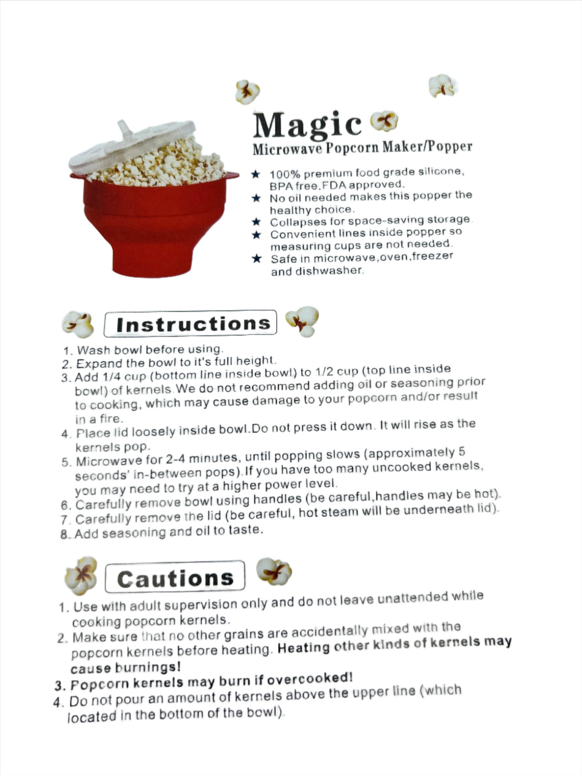 Pop Corning Silicone Microwave Popcorn Popper