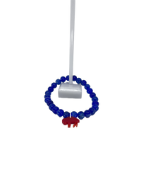Buffalo blue bead bracelet with red buffalo