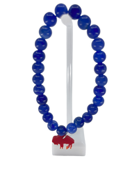 Buffalo blue bead bracelet with red buffalo