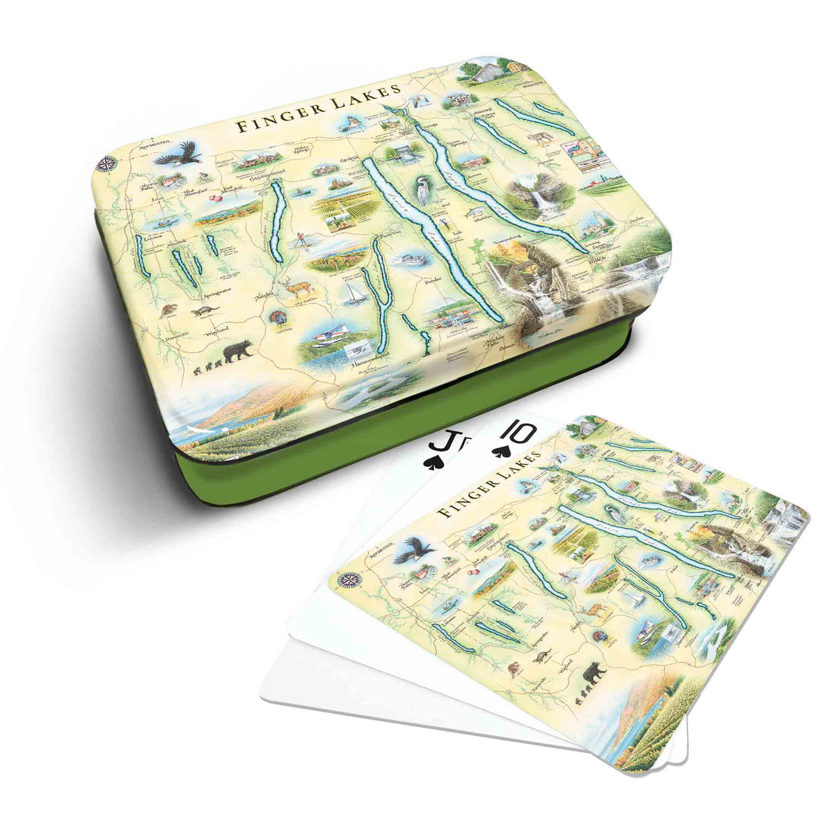 Finger Lakes, New York Map Playing Cards