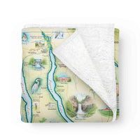 Finger Lakes, New York Map Fleece Blanket – Hand-Drawn Art