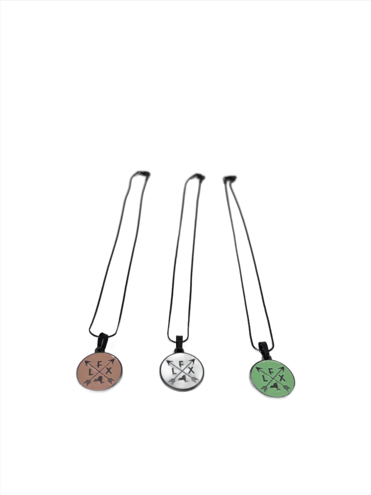 FLX Charm Necklace on Black thin metal chain