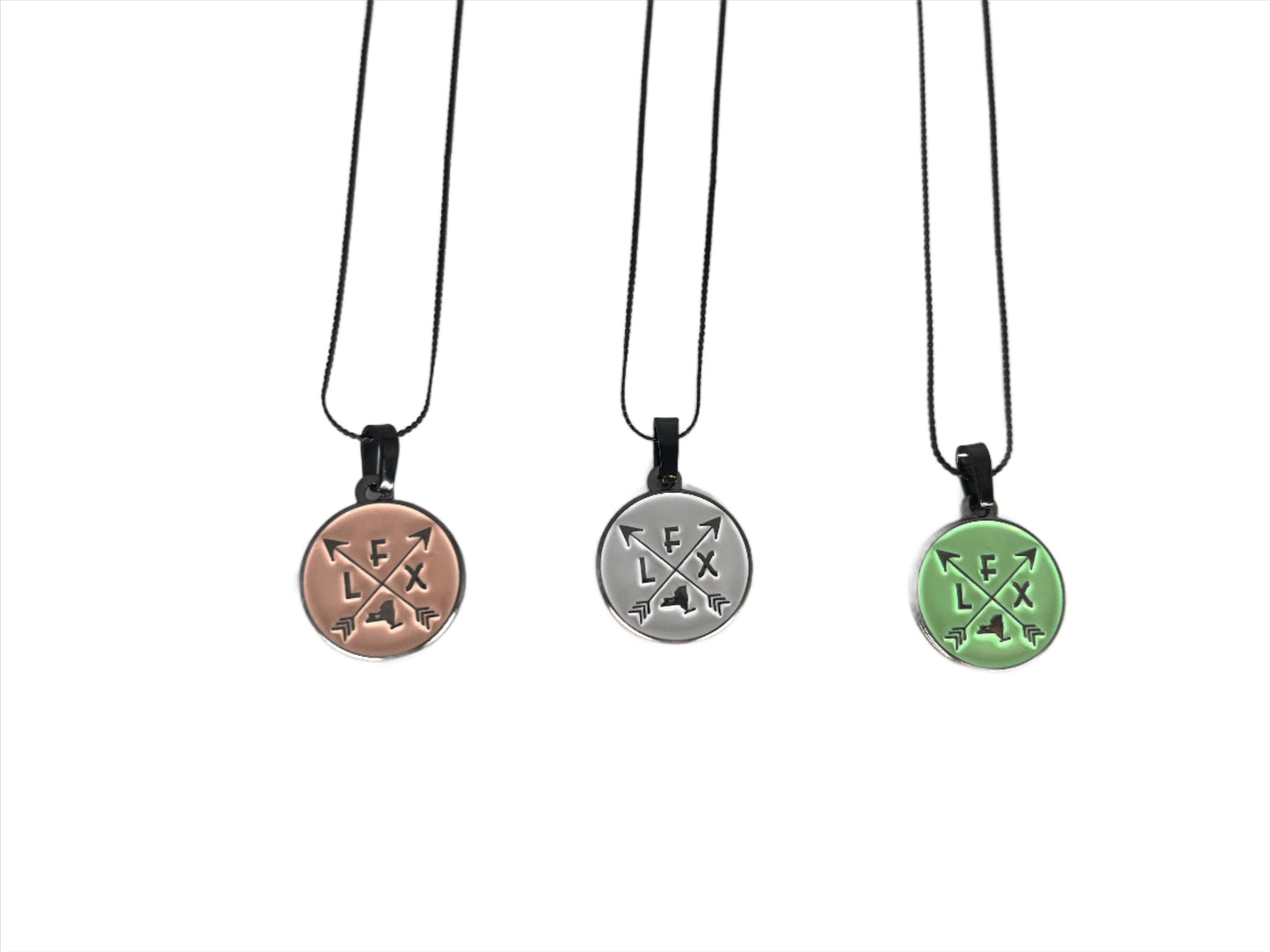 FLX Charm Necklace on Black thin metal chain