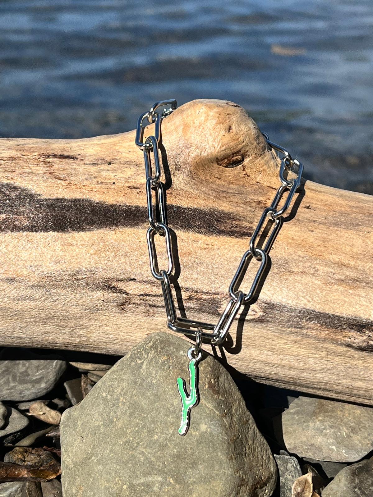 Keuka Paperclip Chain Charm Bracelet