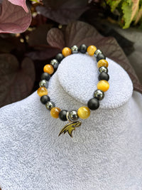 Corning Hawks Round Stone Bead Stretchy Charm Bracelet