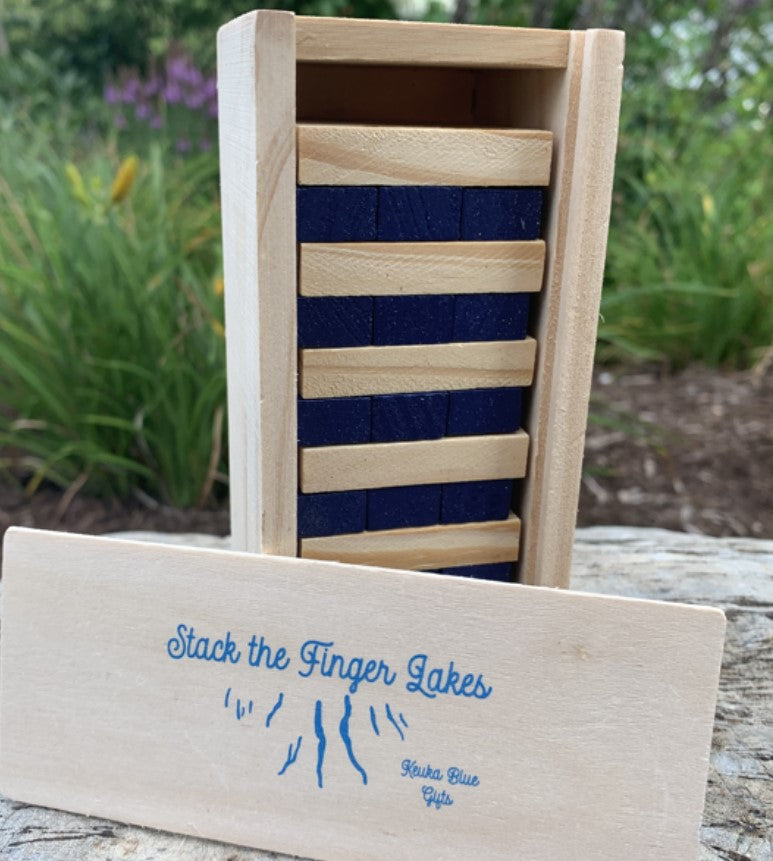 Stack the Finger Lakes mini tower topple game