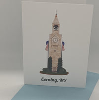 Corning, NY Centerway Clock Tower Greeting Card