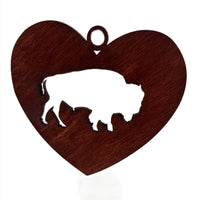 Let's Go Buffalo Wooden Heart Ornament