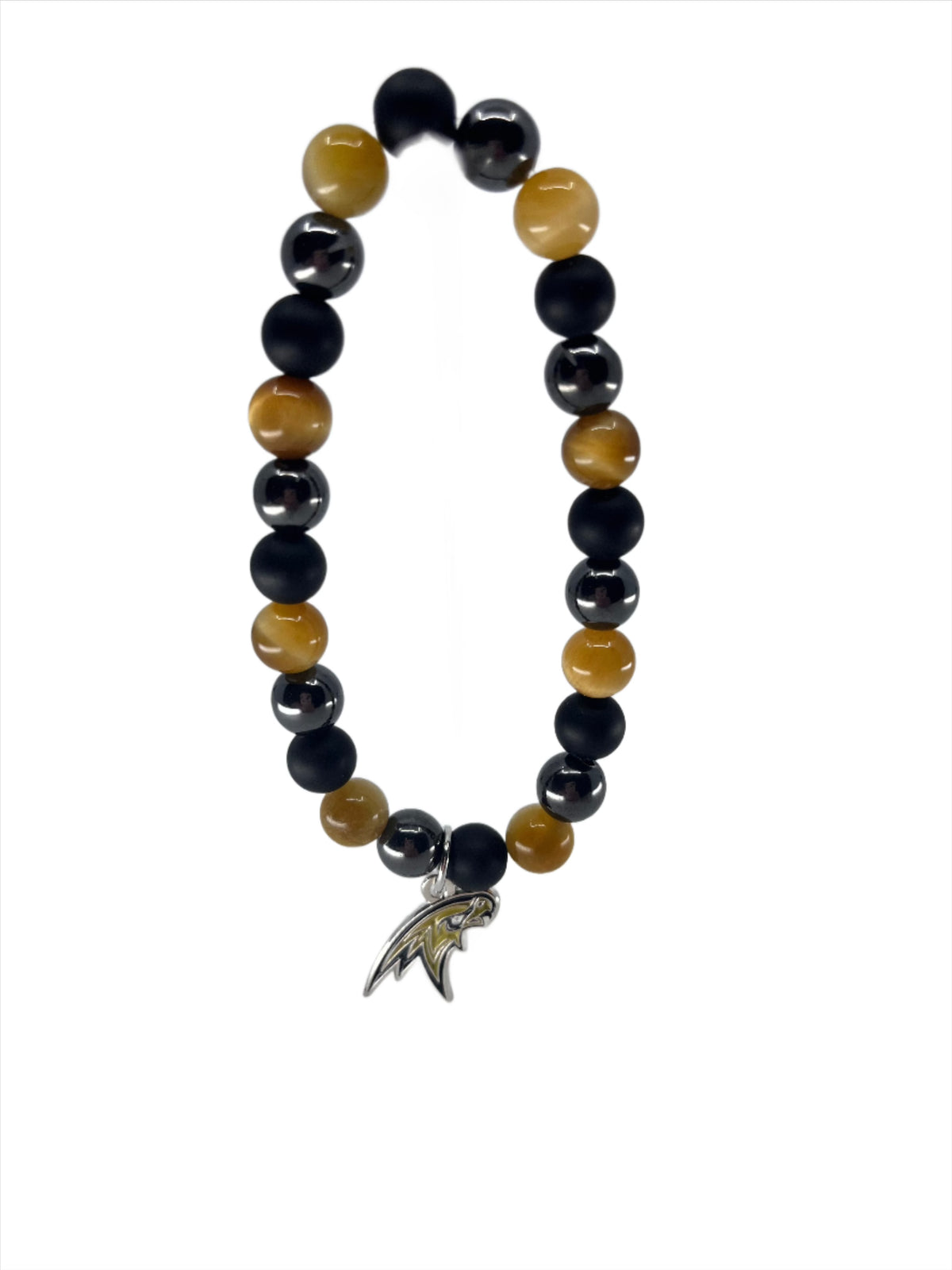 Corning Hawks Round Stone Bead Stretchy Charm Bracelet