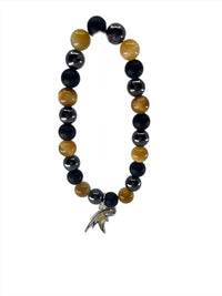 Corning Hawks Round Stone Bead Stretchy Charm Bracelet