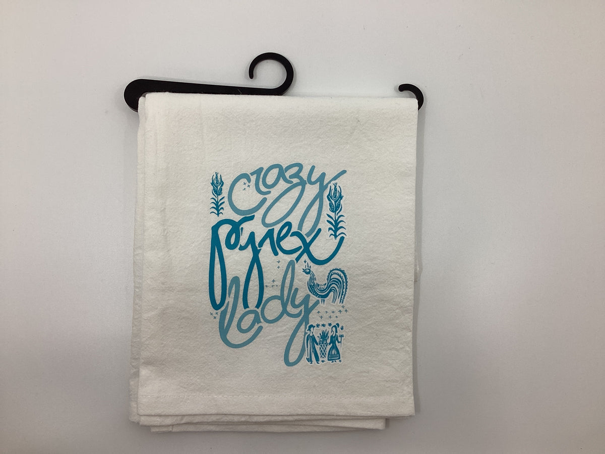 Crazy Pyrex Lady Kitchen Towel