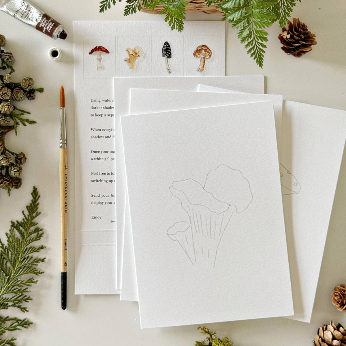 Mushrooms paintable notecards