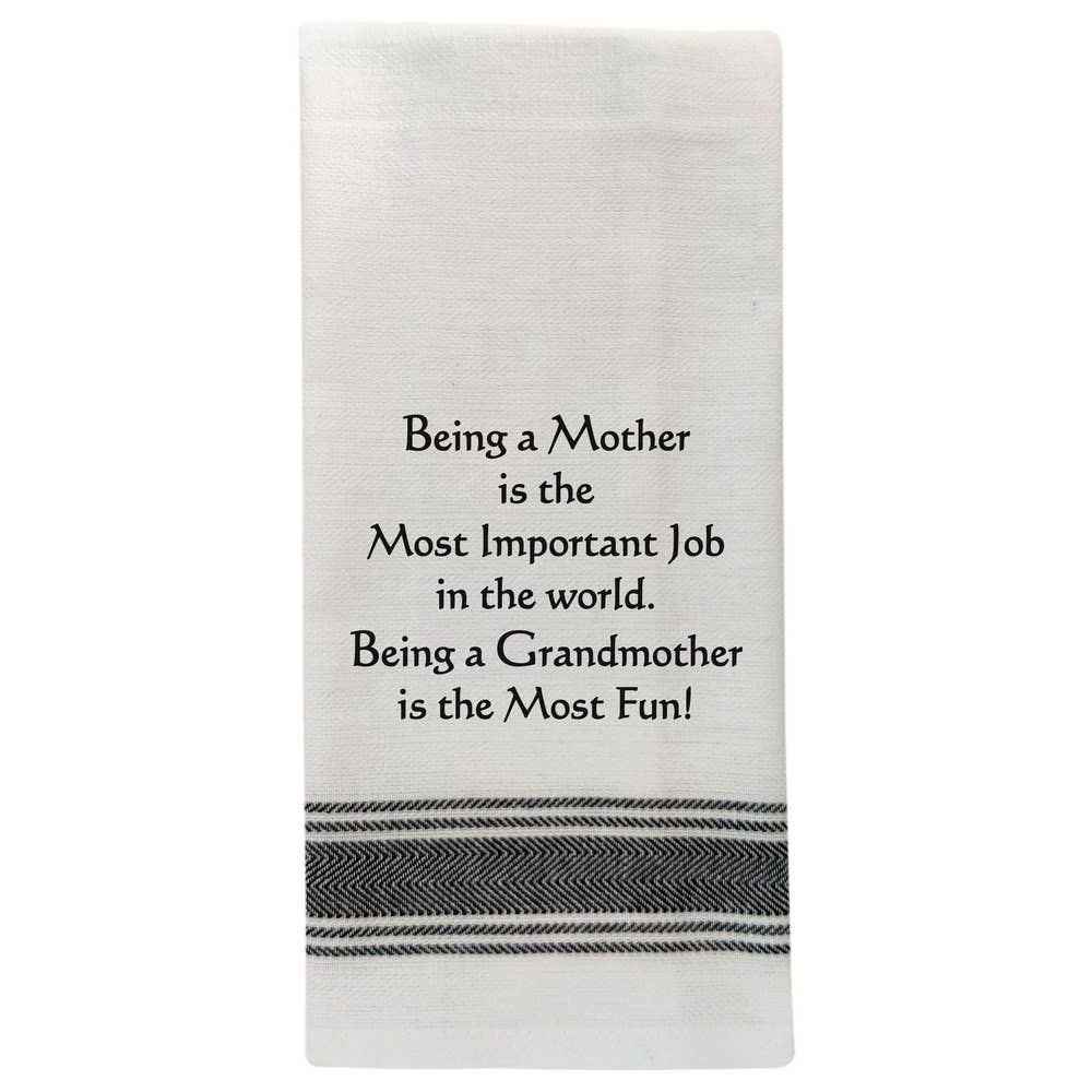 BB-B-102 White Kitchen Towel "Being a Mother..."