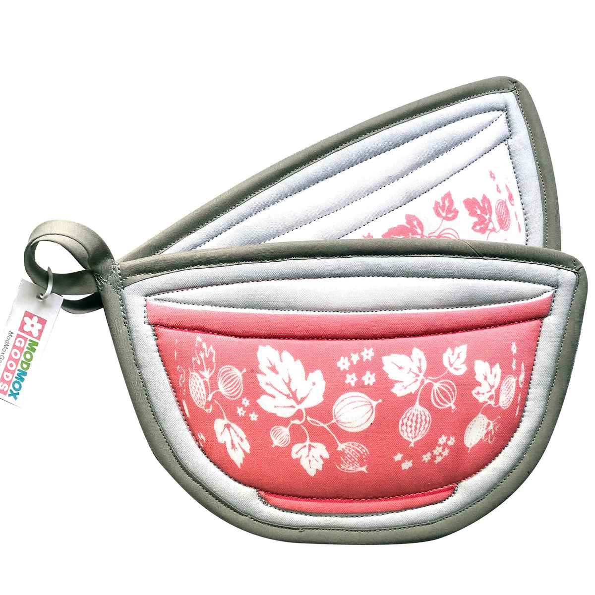 2 Potholders - Pyrex Pink Gooseberry Bowl Shape Potholders
