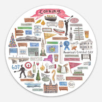 Corning, NY Icon Watercolor Vinyl Sticker