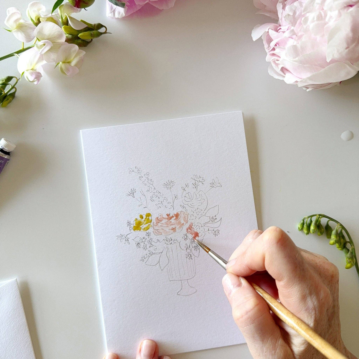 Bouquets paintable notecards