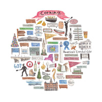 Corning, NY Icon Watercolor Vinyl Sticker