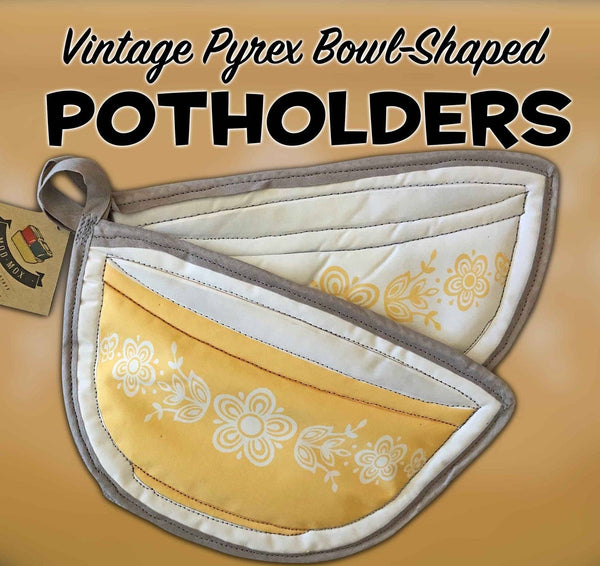 2 Potholders - Pyrex Gold Butterfly Bowl Pot Holders