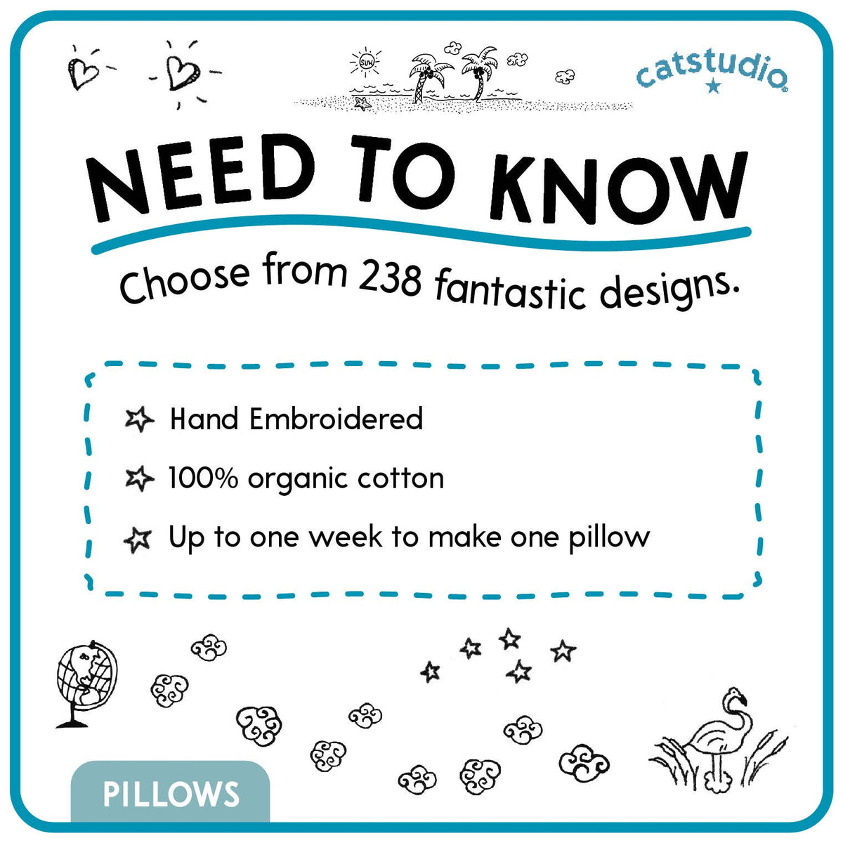 Finger Lakes Hand-Embroidered Pillow