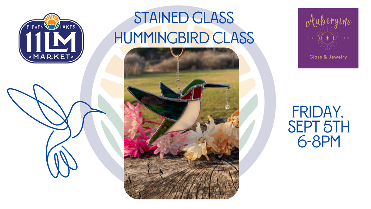 Stained Glass Hummingbird Class with Aubergine