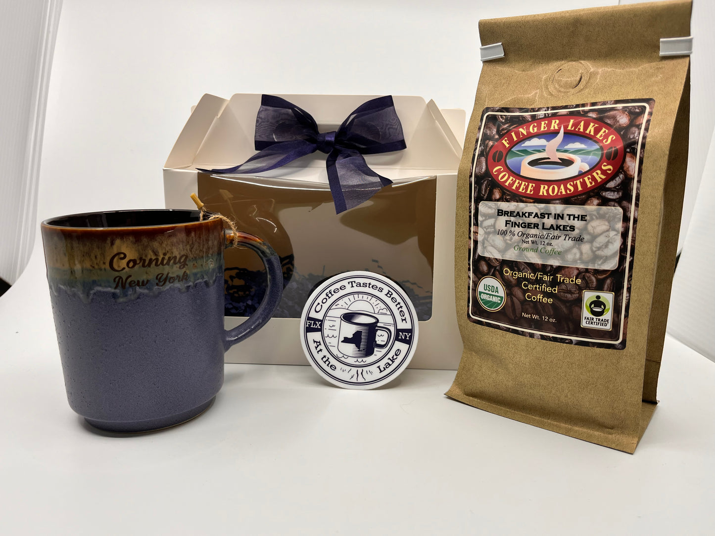 Finger Lakes Coffee, Mug and Sticker gift set