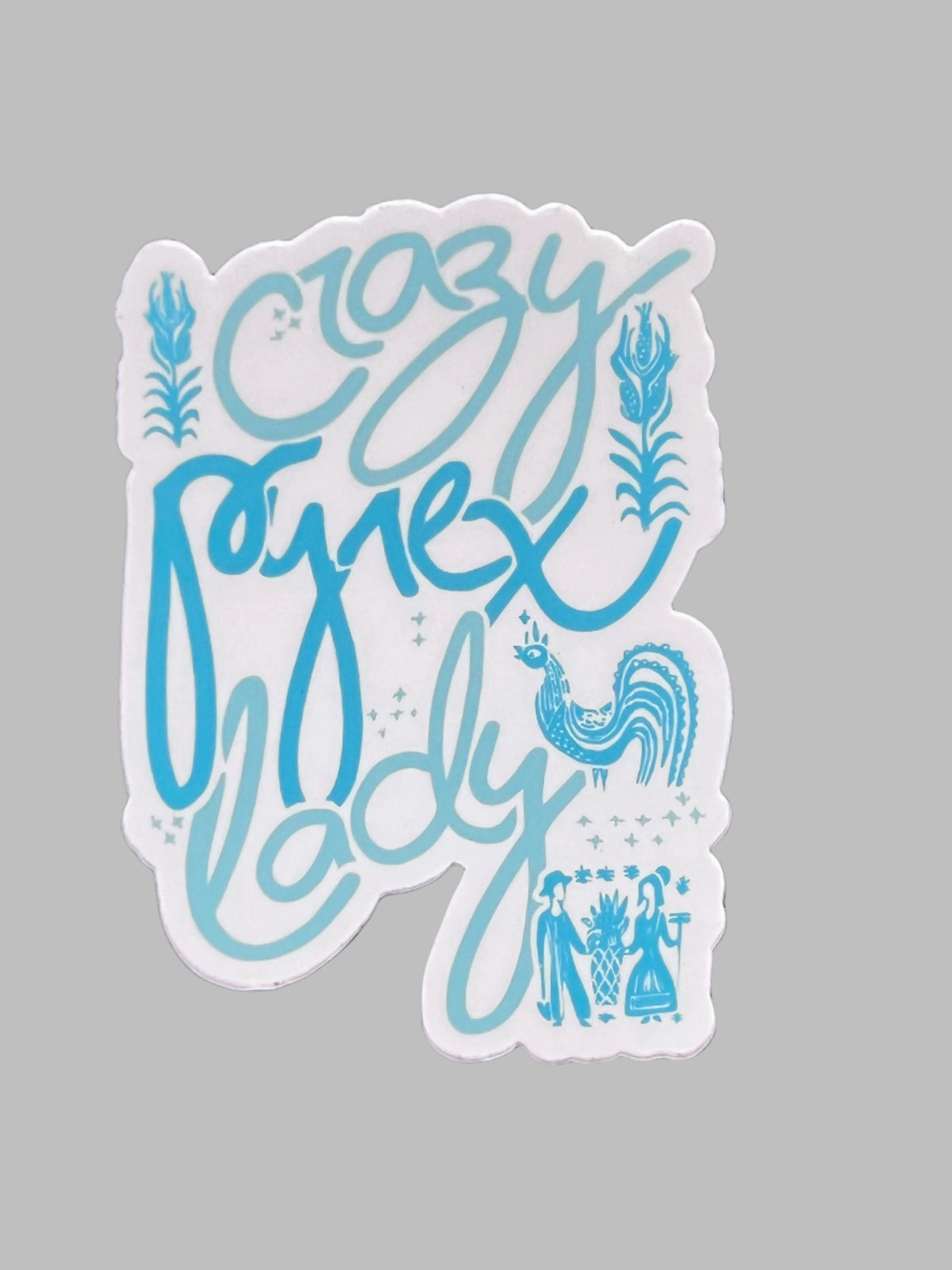 Crazy Pyrex Lady Vinyl Sticker