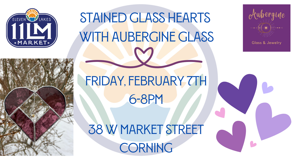 Stained Glass Heart Class with Aubergine Glass