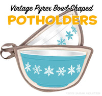 2 Potholders - Pyrex Turquoise Snowflake Bowl Potholders
