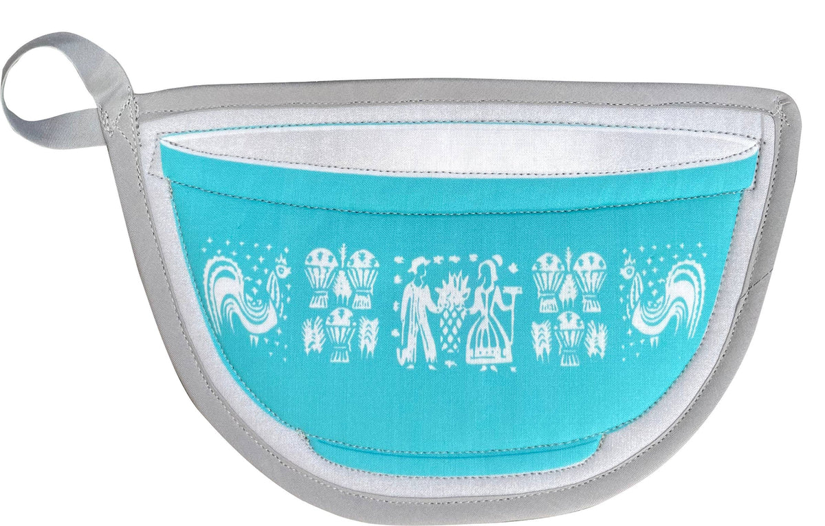 2 Potholders - PyrexTurquoise Butterprint Bowl Shape