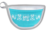 2 Potholders - PyrexTurquoise Butterprint Bowl Shape