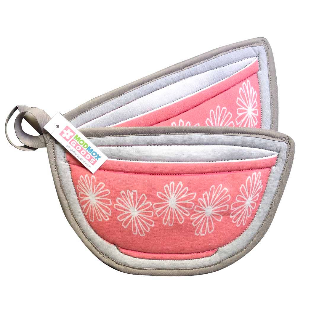 PAIR Potholders - Pyrex Pink Maisel DAISIES Bowl Potholders