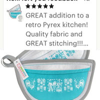 2 Potholders - PyrexTurquoise Butterprint Bowl Shape