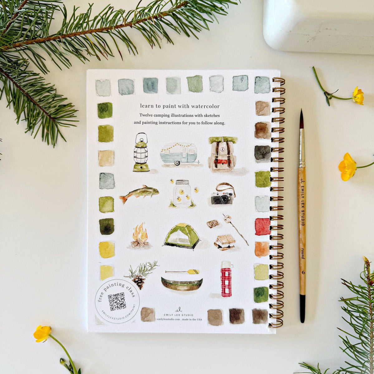 Camping watercolor workbook