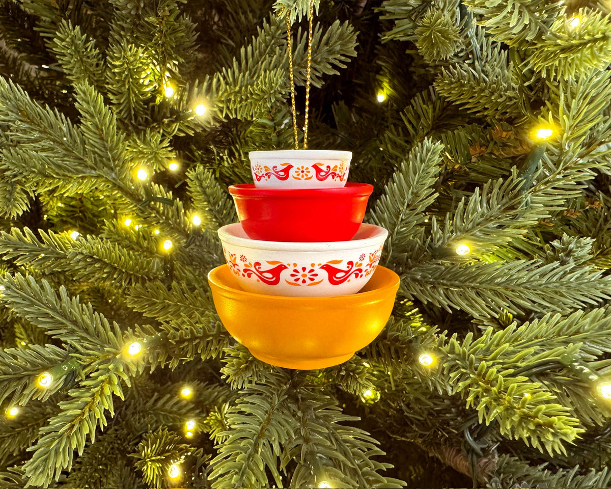 Mini Pyrex-Inspired Bowl Ornament | Retro Christmas Decor