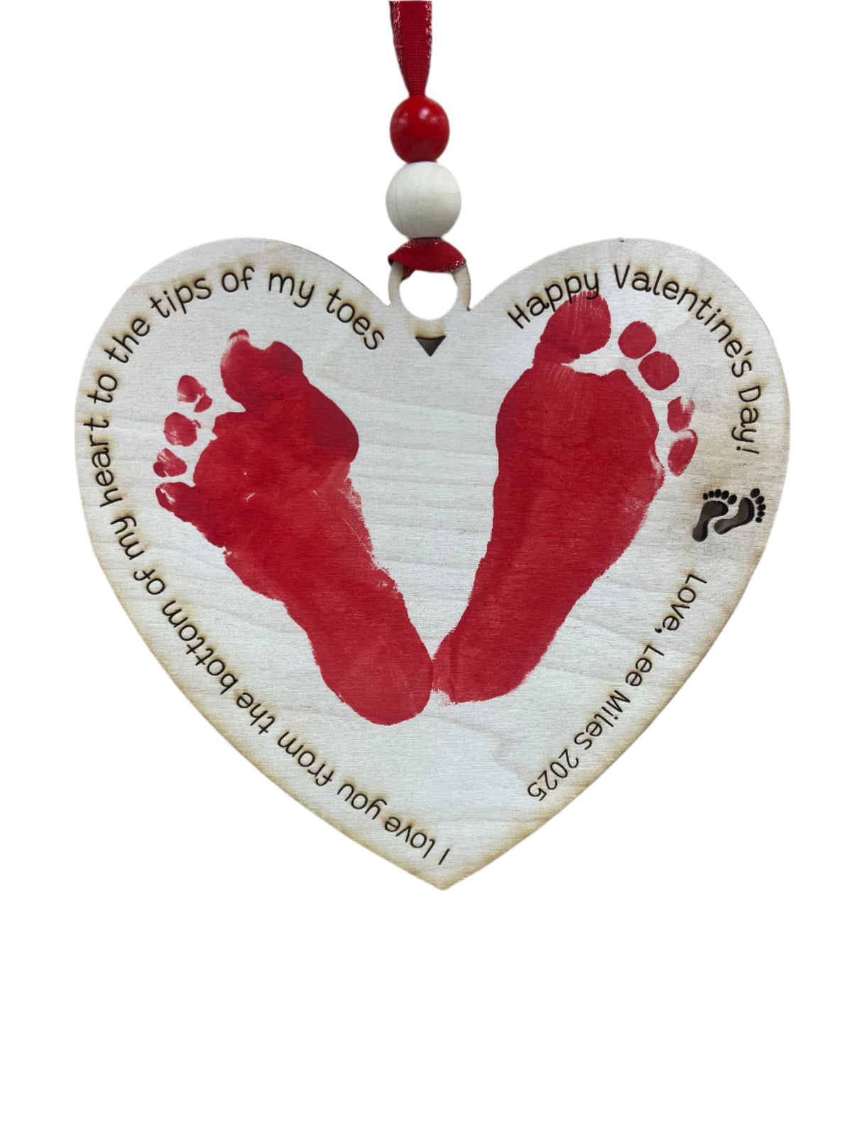 Valentines Baby Foot Print Ornament