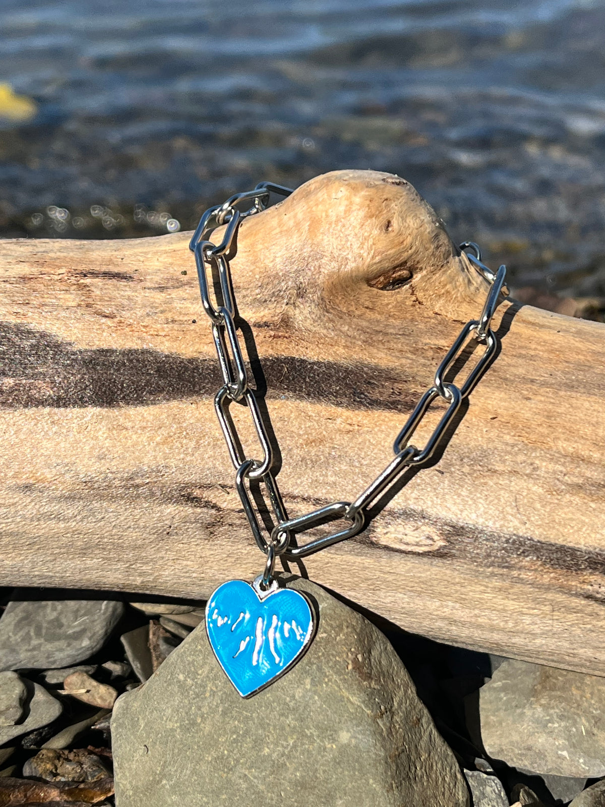 Finger Lakes Paperclip Chain Charm Bracelet