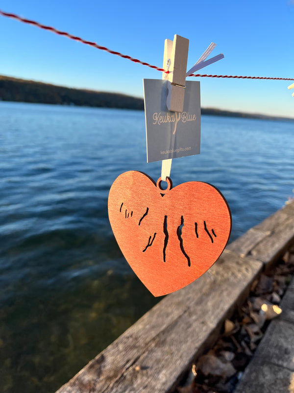 Finger Lakes Wooden Heart Ornament
