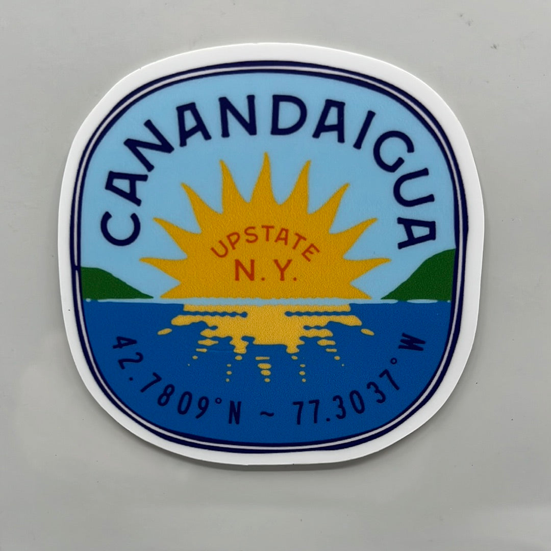 Canandaigua Sunset Sticker with Coordinates