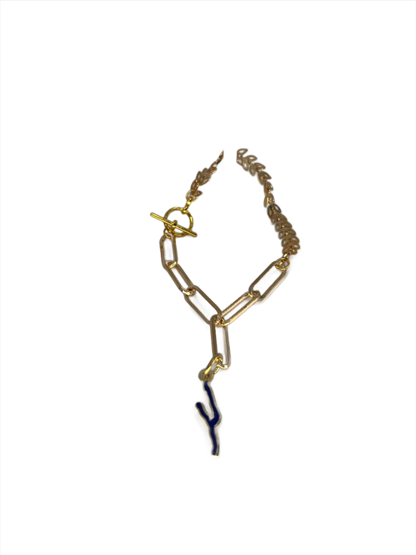 Keuka Gold Leaf Bracelet with Dark Blue Keuka Charm