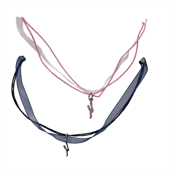 Ribbon and Cord Keuka Charm Necklace