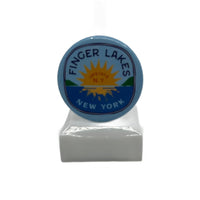 Finger Lakes Sunset Button with Coordinates