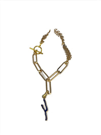 Keuka Gold Leaf Bracelet with Dark Blue Keuka Charm