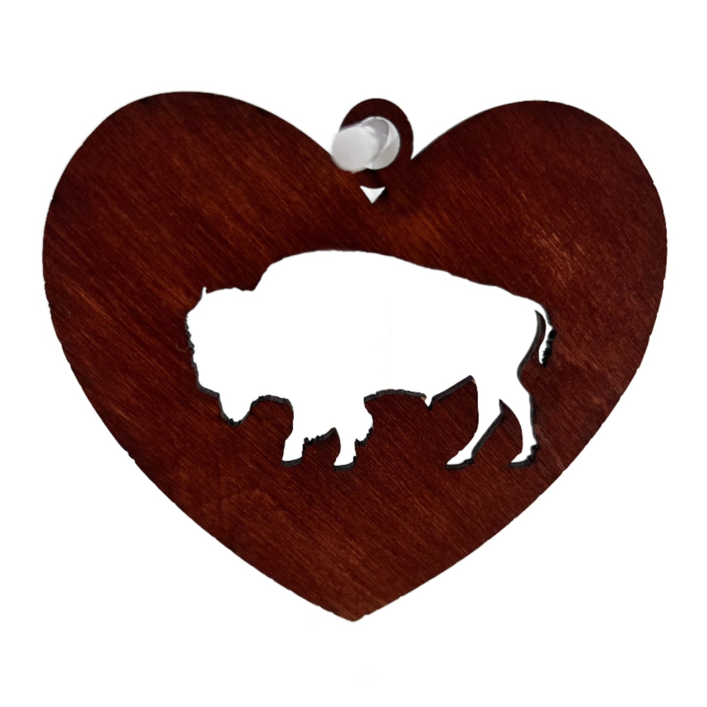 Let's Go Buffalo Wooden Heart Ornament